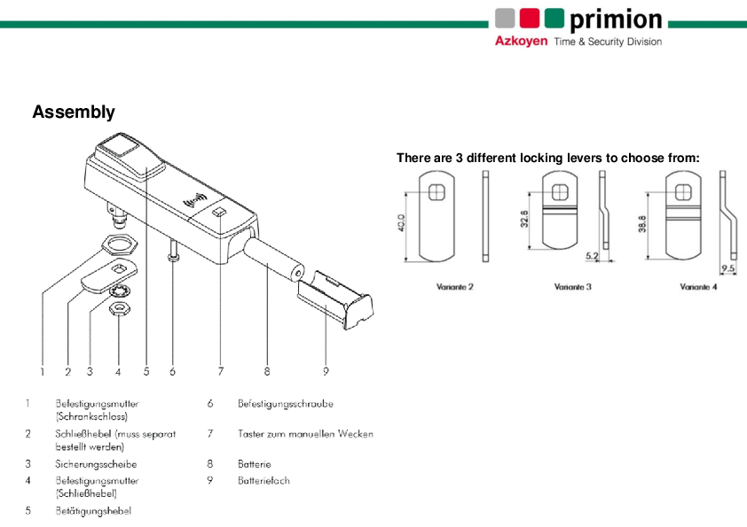 Schéma de l'assemblage de la clé de l'armoire primitive pour les solutions de verrouillage